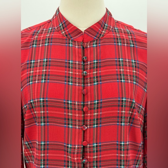 Untuckit Meredith Classic Red Tartan Midi Dress – Long Sleeve & Flowy Size Small - Picture 14 of 16